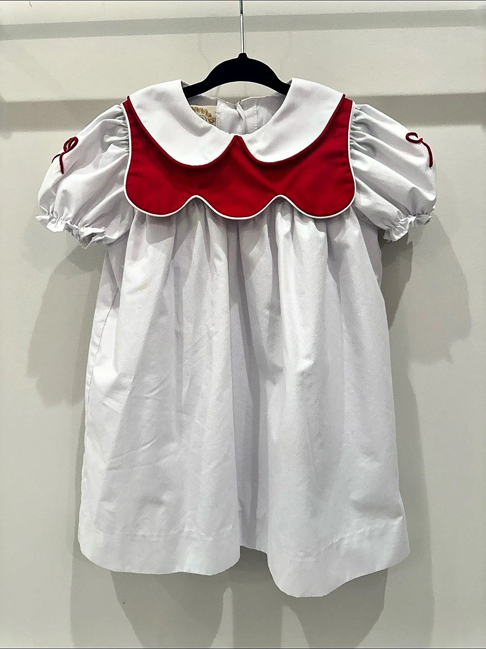 The Beaufort Bonnet Company Girls White & Red Collar Dress